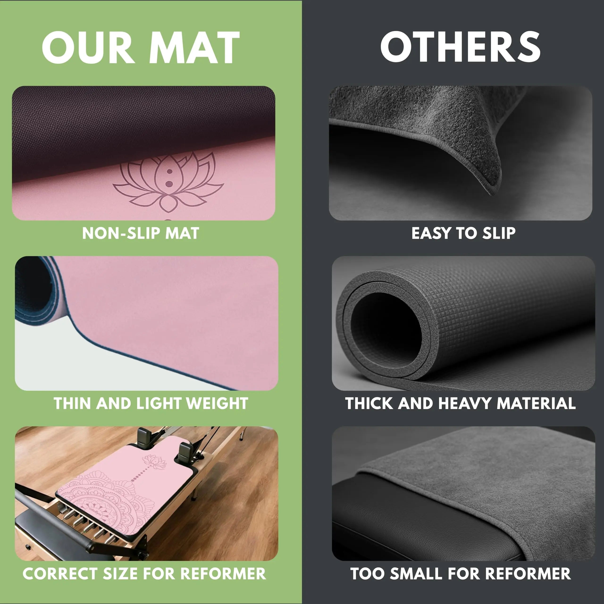 Atellya Sydney Pink Pilates Reformer Mat Set – Non-Slip Pilates Mat + Grip Socks with Carry Bag Atellya