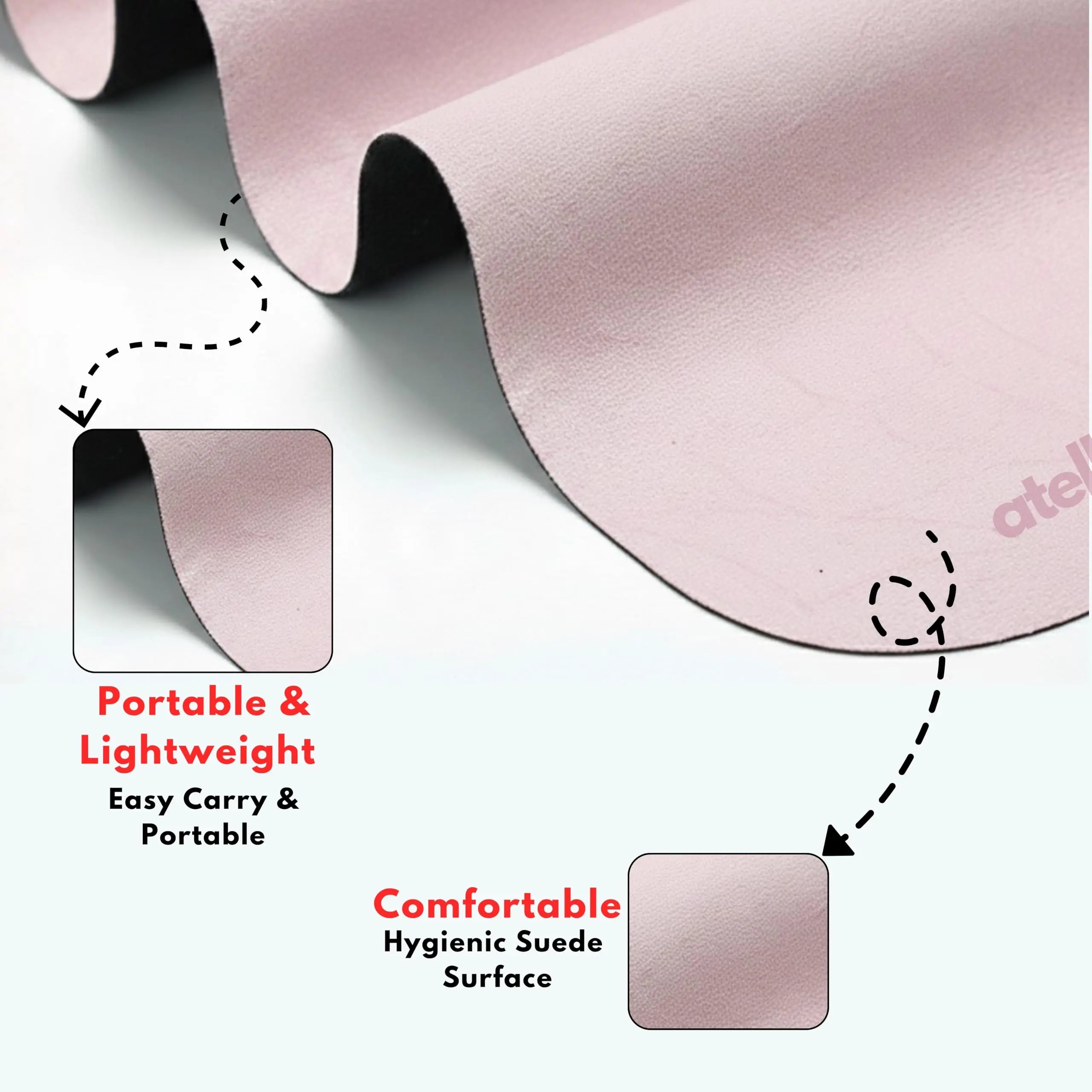 Atellya Sydney Pink Pilates Reformer Mat Set – Non-Slip Pilates Mat + Grip Socks with Carry Bag Atellya