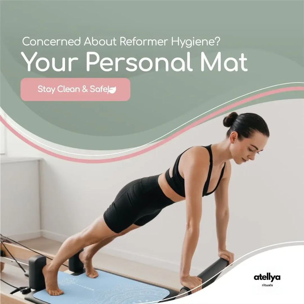 Atellya Melbourne Blue Pilates Reformer Mat Set – Non-Slip Pilates Mat + Grip Socks with Carry Bag Atellya