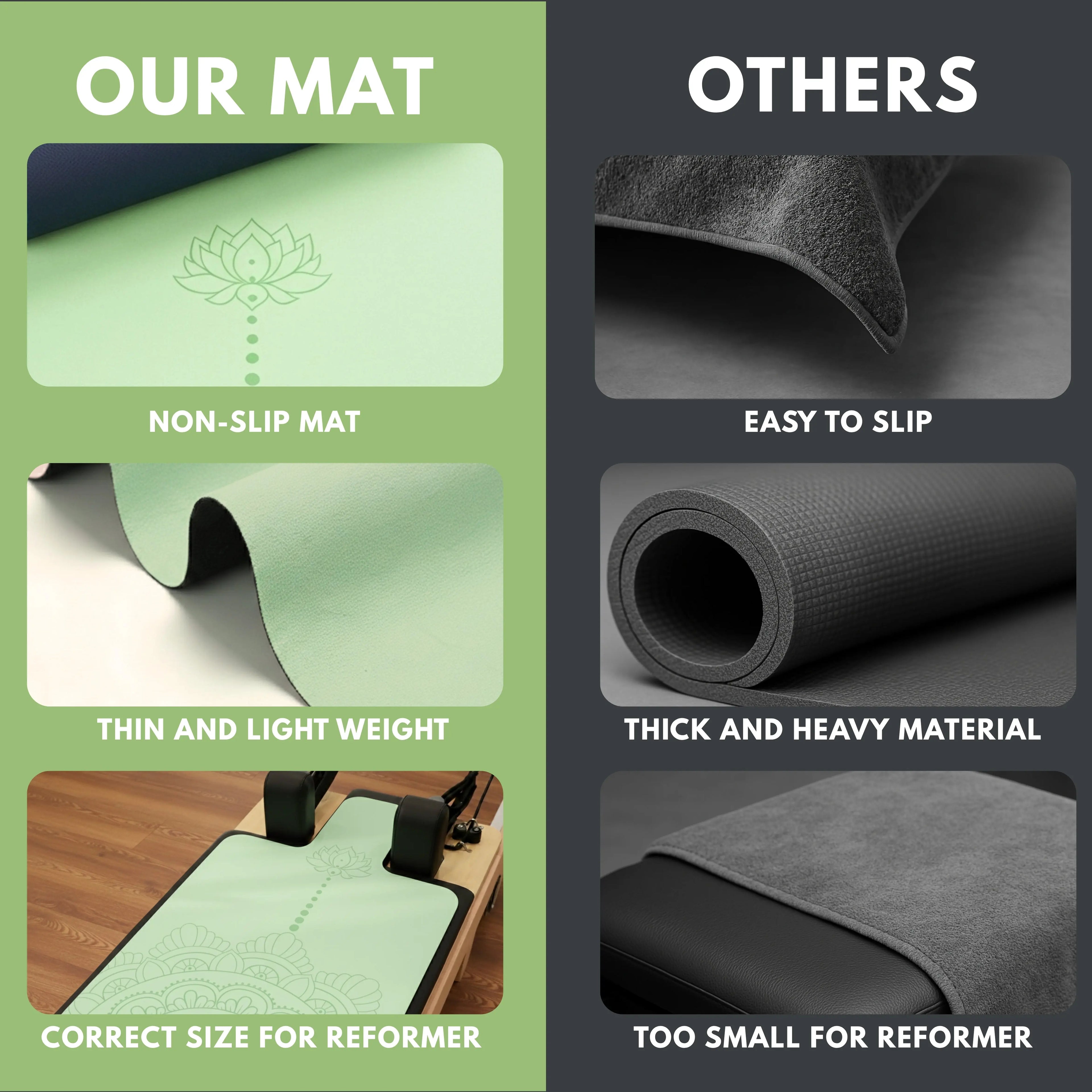 Atellya Boston Green Pilates Reformer Mat Set – Non-Slip Pilates Mat + Grip Socks with Carry Bag Atellya